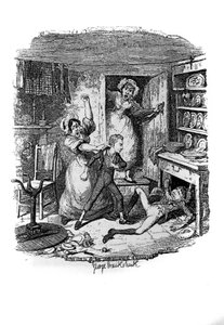 Ilustrace pro „“ Oliver Twist““ (Olivier) od Charlese Dickense (1812-1870), od George Cruikshanka (1792-1878). od George Cruikshank