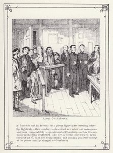 Ilustrace pro Bakalářskou vlastní knihu aneb Pokrok pana Lambkina (Gent) (rytina) od George Cruikshank