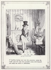 Ilustrace pro Bakalářskou vlastní knihu aneb Pokrok pana Lambkina (Gent) (rytina) od George Cruikshank