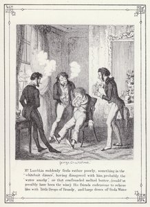 Ilustrace pro Bakalářskou vlastní knihu aneb Pokrok pana Lambkina (Gent) (rytina) od George Cruikshank