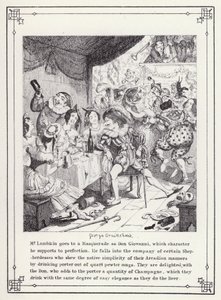 Ilustrace pro Bakalářskou vlastní knihu aneb Pokrok pana Lambkina (Gent) (rytina) od George Cruikshank
