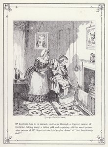 Ilustrace pro Bakalářskou vlastní knihu aneb Pokrok pana Lambkina (Gent) (rytina) od George Cruikshank