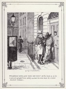 Ilustrace pro Bakalářskou vlastní knihu aneb Pokrok pana Lambkina (Gent) (rytina) od George Cruikshank