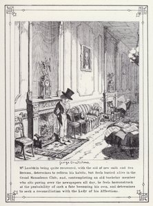 Ilustrace pro Bakalářskou vlastní knihu aneb Pokrok pana Lambkina (Gent) (rytina) od George Cruikshank