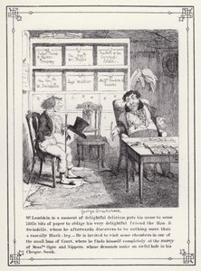 Ilustrace pro Bakalářskou vlastní knihu aneb Pokrok pana Lambkina (Gent) (rytina) od George Cruikshank