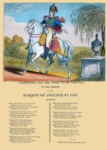 Nápis na hrobce, která má být postavena na památku nohy markýze z Anglesea, vydal R. Harrild, asi 1815. od George Cruikshank