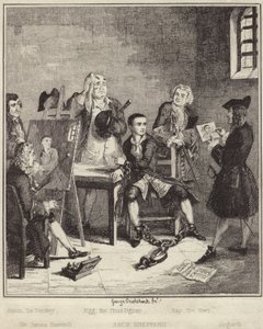 Jack Sheppard si nechal ve vězení namalovat svůj portrét od Sira Jamese Thornhilla od George Cruikshank