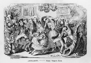 leden, Silvestr (rytina) od George Cruikshank