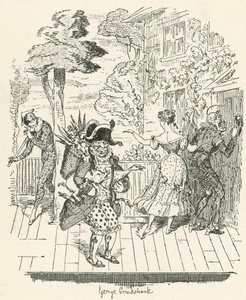 Joseph Grimaldi v Harlequinade od George Cruikshank