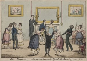 Les Graces, Nepříjemnosti v Quadrille Dancing, 1817 od George Cruikshank