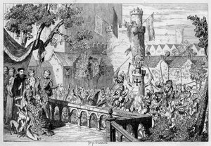 Maska v palácové zahradě Tower of London, 1840. od George Cruikshank