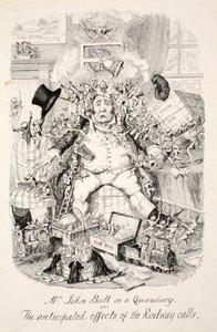 Pan John Bull in a Quandary aneb očekávané účinky železničních hovorů, hospoda. 1845 od George Cruikshank