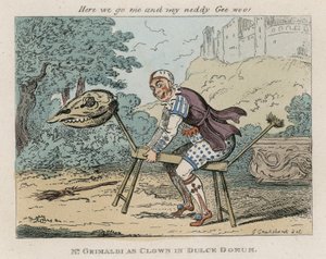 Pan Joseph Grimaldi jako klaun v Dulce Domum od George Cruikshank
