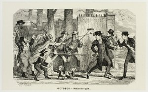 Říjen - Výpověď z leptů George Cruikshanka do komiksových almanachů: 1835-1853 od George Cruikshank