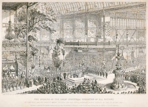 Zahájení Velké výstavy, Crystal Palace, Hyde Park, Londýn, 1851 od George Cruikshank