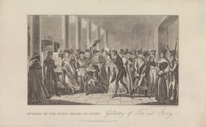 Mimo budovu opery v noci od George Cruikshank