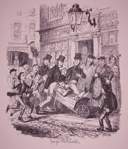 Kapsář zajatý policií, počátek 19. století (rytina) od George Cruikshank