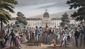 Promenade au Jardin des Tuileries - v „Life in Paris“ od Davida Careyho, Londýn od George Cruikshank