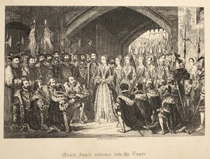 Queen Janes Entrance into the Tower, from The Tower of London, pub. 1840 od George Cruikshank