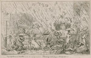 Prší kočky, psi a vidle od George Cruikshank