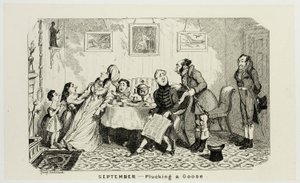 Září - Škubání husy z ocelových leptů George Cruikshanka do komiksových almanachů: 1835-1853 od George Cruikshank