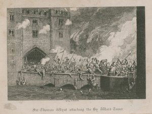 Sir Thomas Wyatt útočí na Byward Tower od George Cruikshank