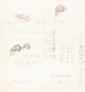 Náčrtky groteskních tváří od George Cruikshank