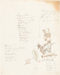 Náčrt postavy hlavy, paží a klečícího kolena od George Cruikshank