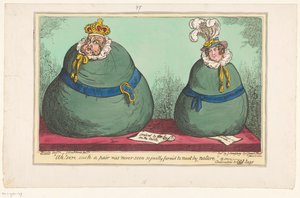 Spotprent op koning George IV a koningin Caroline, 1820 Ach! Takový pár jistě nebyl nikdy viděn tak spravedlivě zformovaný, aby se setkal od přírody (název na předmětu) od George Cruikshank