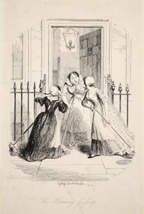 The Morning Gossip, z Největšího moru života, hospoda. 1847. od George Cruikshank