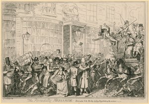 Piccadilly Nuisance: věnováno důstojným zastupujícím soudcům okresu od George Cruikshank