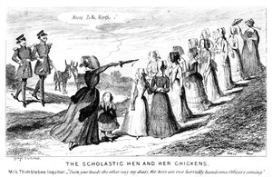 Scholastická slepice a její kuřata, 19. století. od George Cruikshank