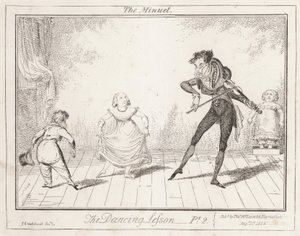 Taneční lekce: Menuet od George Cruikshank