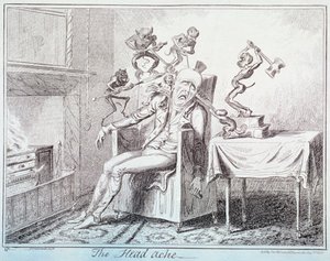 "Bolí hlava", 1835 od George Cruikshank