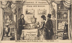 Obchodní karta pro Samuela P. Averyho – Místnost výtvarného umění, 1873., 1873. od George Cruikshank