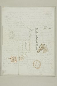 Bez názvu (Cruikshankův dopis s nákresy koňské hlavy) od George Cruikshank