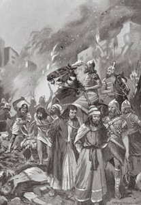 Zničení Sidonu Esarhaddonem (litografie)