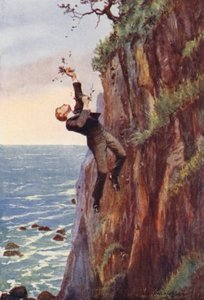 S divokým výkřikem padl střemhlav dolů (barevná litografie).
