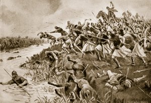 Bitva u Ellandunu, 825 n. l., ilustrace z „Hutchinsonova příběhu britského národa“, kolem roku 1920