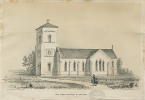 Stafford - Christ Church: tónovaná litografie a [?polovina 19. století] (tisk) od George E. Hamilton