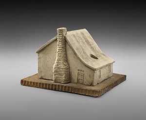 Log Cabin Inkwell, c. 1900 (kamenina) od George E. Ohr