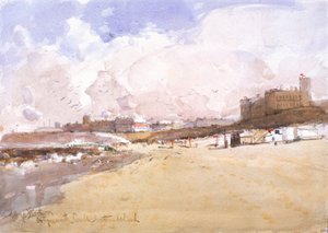 Na Tynemouth Sands (uhl, tužka a akvarel na papíře)