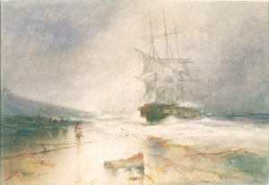 Wreck of the Salween, South Shields Sands (tužka a akvarel na papíře)