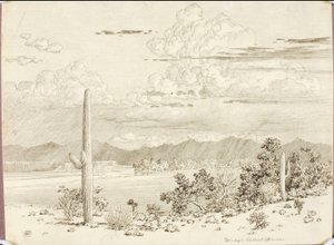 Bez názvu (přenosová kresba pro řeku Verde, rezervace Apačů, Arizona) od George Elbert Burr