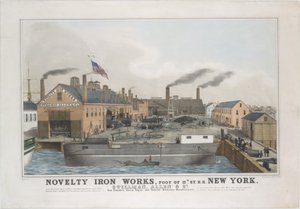 Novinka Iron works, Foot of 12th St. E.R. New York. Stillman, Allen & Co., zakladatel železa..., 1841-44. od George Endicott