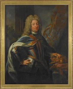 Portrét Fridricha I. (1676-1751) Švédský král a Finský princ - Malba Georga Engelharda Schroedera (1684-1750), olej na plátně (143x114,5 cm)
