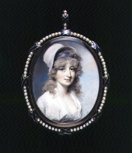 Portrétní miniatura paní Lindsay (?) kolem roku 1790 (akvarel na slonovině)