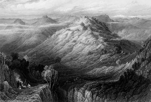 „Opatství a kopce z blízkosti Mussoorie“, 1838.