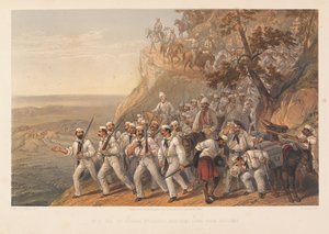 ?První bengálští střelci pochodující dolů z Dugshai?, 1857