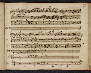 R.M.20.f.2 f.37r, partitura s podpisem Mesiáše, zobrazující „pifa“ nebo pastorační symfonii